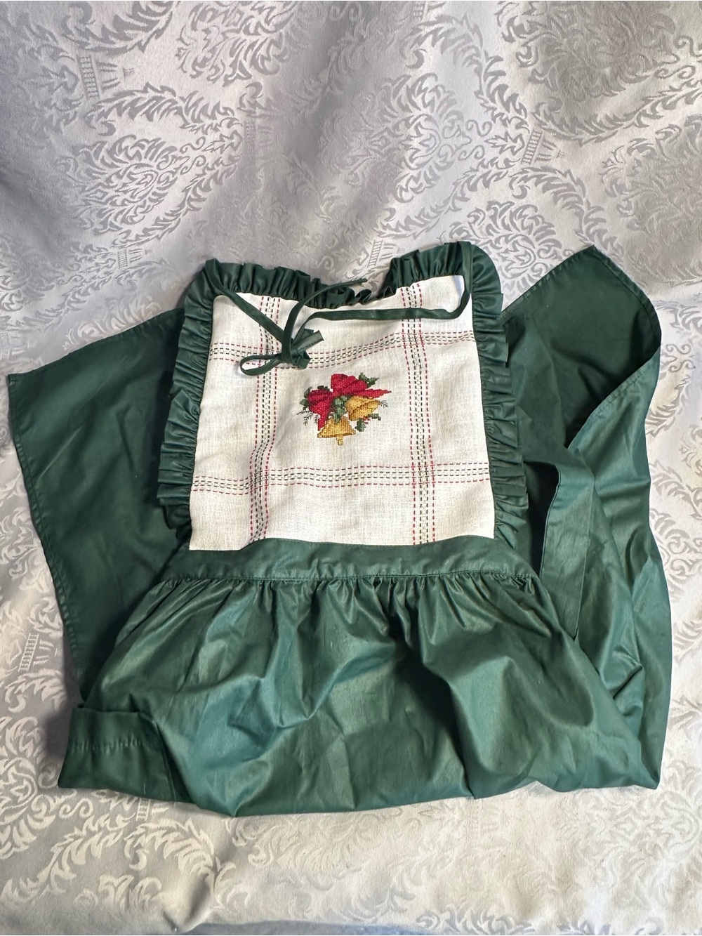 Vtg Handmade Full Apron W Pocket Christmas Holiday Baking OS - Picture 3 of 4
